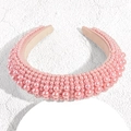 Diadema rosa acolchada decorada con perlas artificiales de varios tamaños - Rosa