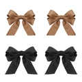 Set of 4 vintage bow hair clips in brown and black silk fabric with double layers - 4-Piece Set 3