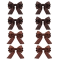 Detailed view of eight deep brown grosgrain bow hair clips in a symmetric pattern - 8-Piece Set 2