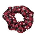 Elastico per capelli natalizio a quadri rossi e neri con fiocchi di neve e fiocco - Elastico Fiocco di Neve Nero Rosso