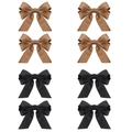 Detail view of 8-piece set featuring elegant satin bow hair clips in black and brown colors - 8-Piece Set 3