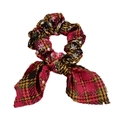 Elastico per capelli natalizio con fiocco, motivo tartan rosso e verde e fiocchi - Elastico con Fiocco Nero Giallo