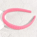Detail of rose pink plaid fabric headband with quilted texture on white stone background - Fine Rose Pink