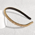 Elegant thin headband with champagne rhinestones and black non-slip inner lining - Thin Rhinestone White