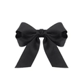 Elegant black silk bow hair clip with long ribbons for women retro style - Black Angled