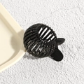 Detailed view of flexible black bird nest hair claw with rhinestones for high ponytail - Black Black Rhinestone Style