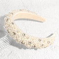 Serre-tête de luxe ivoire avec perles nacrées et strass brillants pour femmes - Serre-tête Blanc à Perles Artificielles de Tailles Mixtes