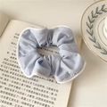 Hellblaues Haargummi mit weißem Wellenrand auf einem Buch für elegantes Haarstyling - Blau Mit Weißem Rand
