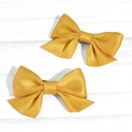 Lot de deux barrettes à nœuds jaune vif en ruban gros-grain résistant pour filles - Nœud pour cheveux / Jaune