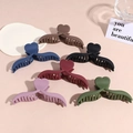 Lot de 6 pinces à cheveux en acrylique mat avec poignée coeur en couleurs élégantes - Pince en U Style Cœur / Ensemble de 6 pièces / Multicolore