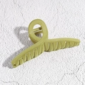 Macro detail of large matte Morandi green square hair claw clip with cross design - Wave Hairpin / Light Green