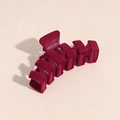 Detailed view of the dark red velvet flocking texture on a large square hair claw clip - Wave Hairpin / Burgundy