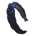 Dicker marineblauer Samt-Haarreif geflochten mit Anti-Rutsch-Design und Zopfmuster - Verdicktes Marineblau Mit Zähnen