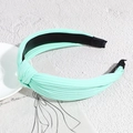Mint green pleated knotted headband with comfortable non-slip inner lining for women - Mint Green