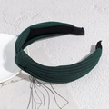 Dark green knotted headband in ribbed fabric with a stylish twist and anti-slip lining - Dark Green