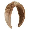 Vintage velvet knotted headband in champagne gold with wide-brimmed soft texture - Khaki