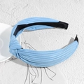 Knotted light blue ribbed wide headband with a stylish twist detail for women - Sky Blue No.2