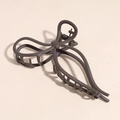 Detailed close-up of matte dark brown butterfly hair claw clip with elegant metal spring - Dark Coffee Bow Hair Claw