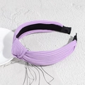 Knotted lavender purple headband in pleated fabric with stylish top-knot design - Light Purple