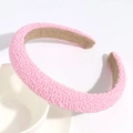 Elegant baroque sponge headband with pink beaded texture and soft velvet lining - Pink