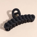 Macro detail of a black matte chain-style hair claw clip with a secure metal spring - Braided Style / Black