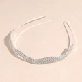 Elegante cerchietto in argento con tre file di cristalli scintillanti per acconciatura sposa - Cerchietto con Fiocco