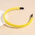 Détails des perles jaunes facettées et des embouts de protection en coton du serre-tête - Jaune
