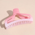 Detailed macro view of large matte pink gradient hair claw clip with sturdy comb teeth - Semi-Circle Claw