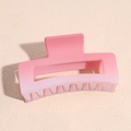 Detail of pink gradient matte claw clip with elegant square hollow design for hair styling - Square Claw