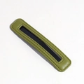 Grass green leather square cutout hair clip with precise stitching on white background - Green Leather
