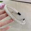 Baroque crystal headband with white rhinestones and golden metal accents - Rhinestone White