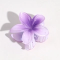 Translucent purple flower hair claw clip with white teeth and sweet petal design - Purple