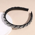 Détail du serre-tête tressé orné de strass brillants avec dents antidérapantes internes - Argenté