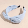 Detail of light blue chiffon bow headband showing the soft texture and wide frame design - Light Blue