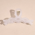 Macro detail of a large matte transparent white shark hair claw clip with metal spring - Frosted Transparent