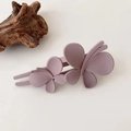 Pince à cheveux papillon rose poudré mat élégante avec un design à double couche flexible - Finition Mate / Rose-Violet Mat