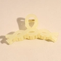 Detail shot of large matte cream hair claw clip with strong metal spring and teeth - Matte Yellow