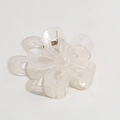 Molla per capelli a fiore traforato traslucido in elegante bianco crema da donna - Trasparente