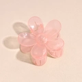 Detail showing high-quality pink 5-petal flower hair claw clip with golden metal spring - Pink