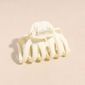 Matte cream large shark hair claw clip with cross teeth design for thick hair - Off White