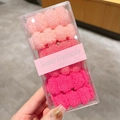 6er-Set hochelastische Regenbogen-Haargummis in Pinktönen und transparenter Box - Rosa Verlauf