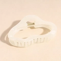 Minimalist cream tortoiseshell hair claw clip with wavy cutout design for women - Cloud Cream White