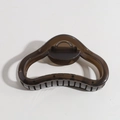 Translucent brown acetate French shark hair claw clip with cross teeth and metal spring - Irregular Oval Dark Gray (HMH-9S)