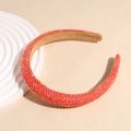 Détails de strass colorés et doublure en daim brun sur le serre-tête épais - Rouge pastèque