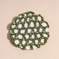 Detail of crochet hair net in grass green with clear rhinestones for ballet and nurse buns - Green