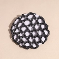 Detailed view of black hair net with sparkling rhinestones for ballet or flight attendants - Dark Gray