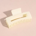 Grande pince à cheveux rectangulaire crème mate élégante pour accessoires de coiffure - Pince carrée / Blanc