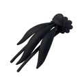 Matte black butterfly hair claw clip with leaf design and flower detail for women - Three-claw Duckbill Clip Black
