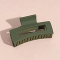 Grande pince à cheveux carrée en acrylique vert olive mat pour cheveux épais - Carré Vert