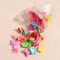 Close-up of colorful mini butterfly hair clips with transparent storage container - Matte Thin Butterfly / 50 Pieces / Colorful